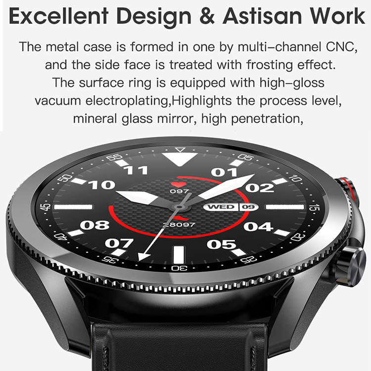 LEMONDA SMART L19 M Active 1.28-inch Full Circle Full Touch Health Monitor Smart Watch - Black/Leather Strap-2