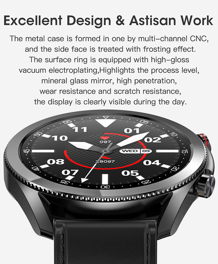 LEMONDA SMART L19 M Active 1.28-inch Full Circle Full Touch Health Monitor Smart Watch - Black/Leather Strap-22