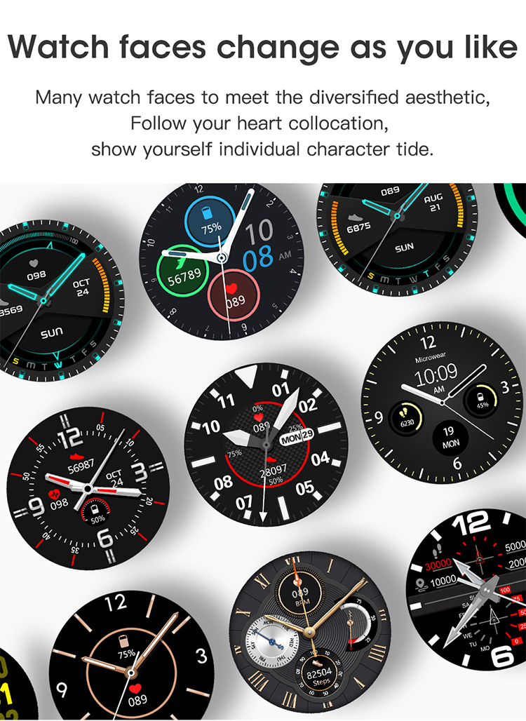 LEMONDA SMART L19 M Active 1.28-inch Full Circle Full Touch Health Monitor Smart Watch - Black/Leather Strap-27
