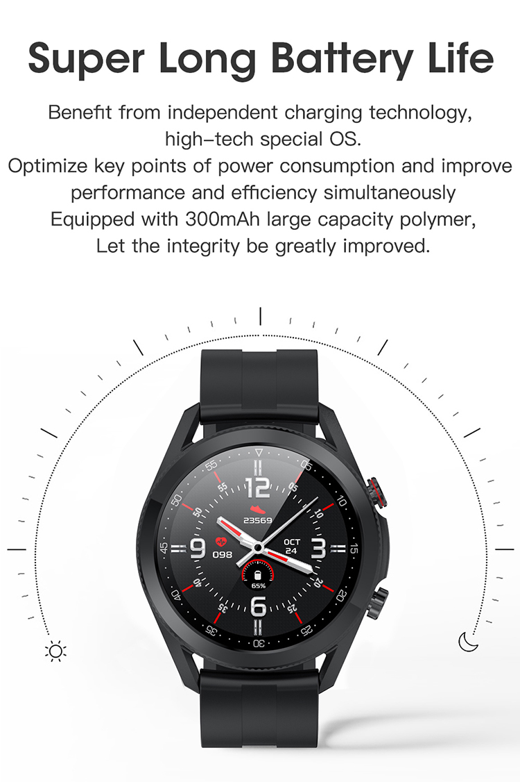 LEMONDA SMART L19 M Active 1.28-inch Full Circle Full Touch Health Monitor Smart Watch - Black/Leather Strap-28