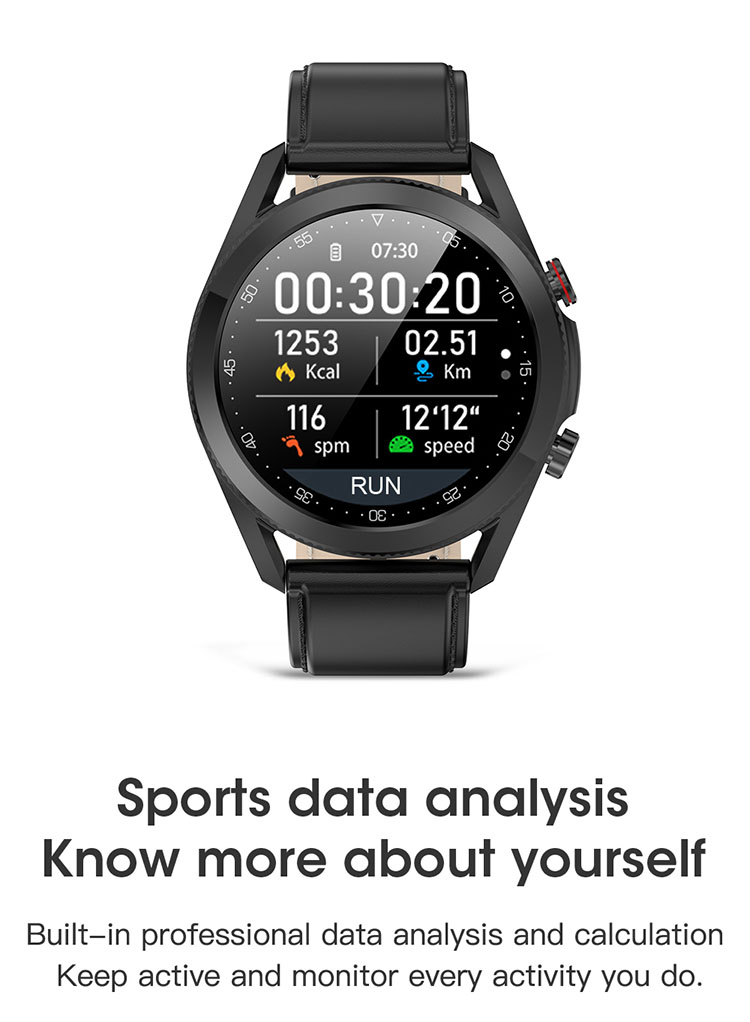 LEMONDA SMART L19 M Active 1.28-inch Full Circle Full Touch Health Monitor Smart Watch - Black/Leather Strap-36