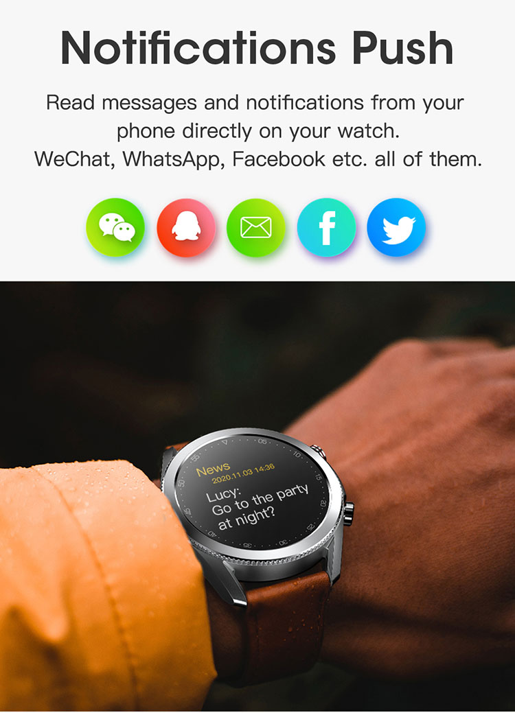 LEMONDA SMART L19 M Active 1.28-inch Full Circle Full Touch Health Monitor Smart Watch - Black/Leather Strap-38