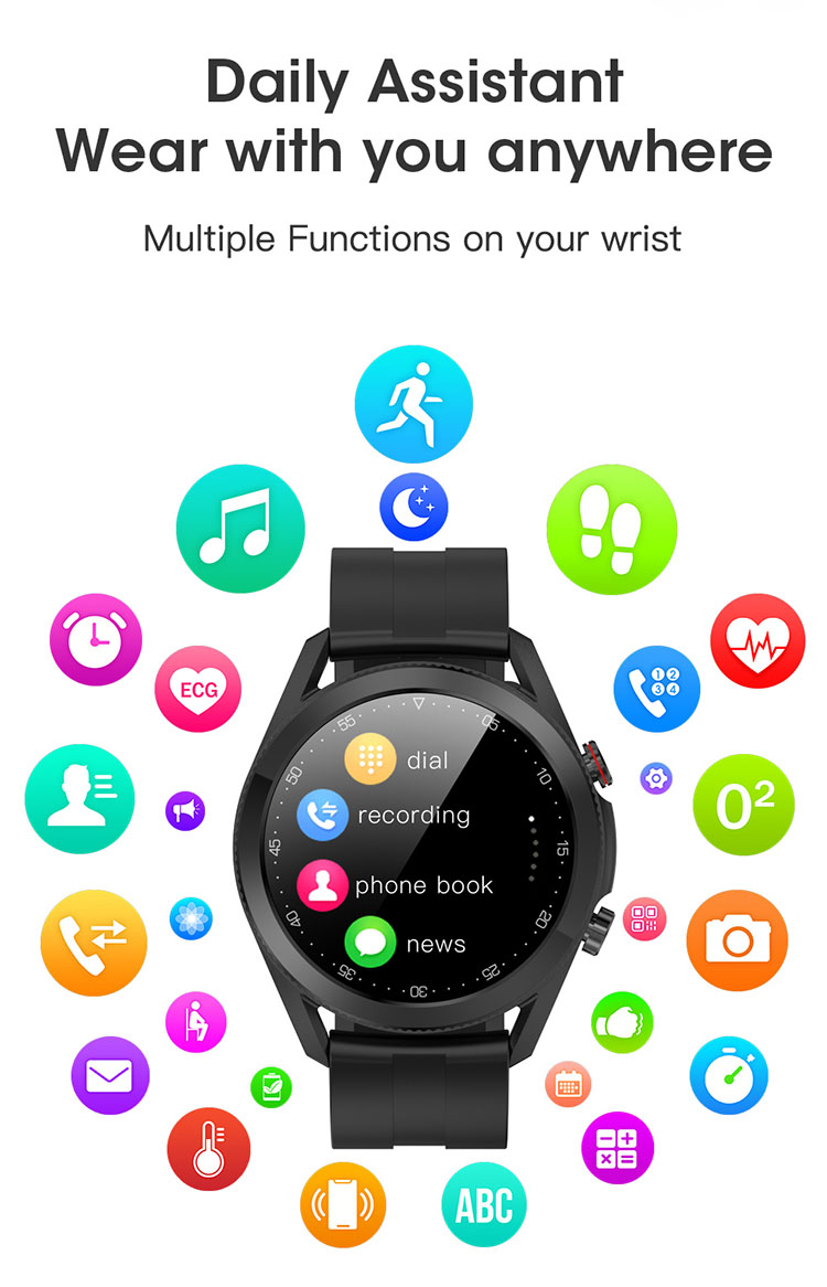 LEMONDA SMART L19 M Active 1.28-inch Full Circle Full Touch Health Monitor Smart Watch - Black/Leather Strap-39