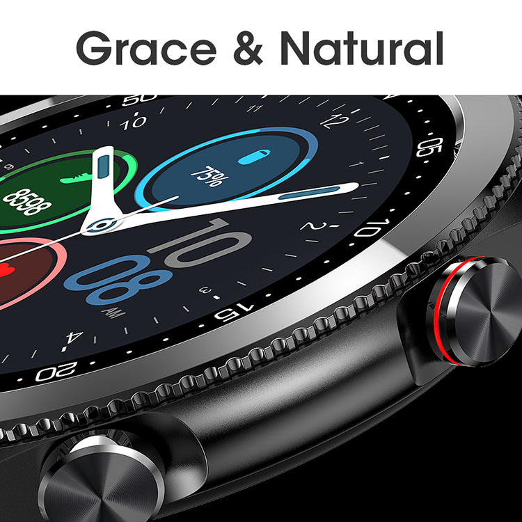 LEMONDA SMART L19 M Active 1.28-inch Full Circle Full Touch Health Monitor Smart Watch - Black/Leather Strap-4
