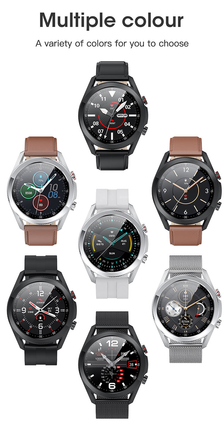 LEMONDA SMART L19 M Active 1.28-inch Full Circle Full Touch Health Monitor Smart Watch - Black/Leather Strap-40