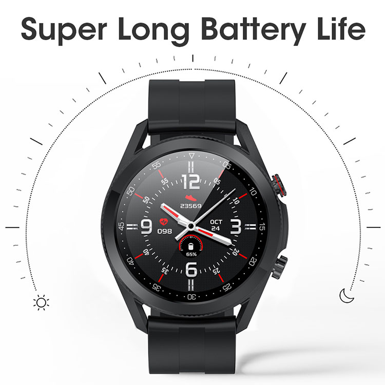 LEMONDA SMART L19 M Active 1.28-inch Full Circle Full Touch Health Monitor Smart Watch - Black/Leather Strap-8