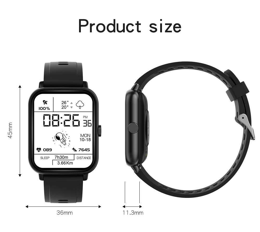 A20 Pro Bluetooth Call Smart Watch Music Player Temperature Temperature Fitness Health Tracker - le Noir