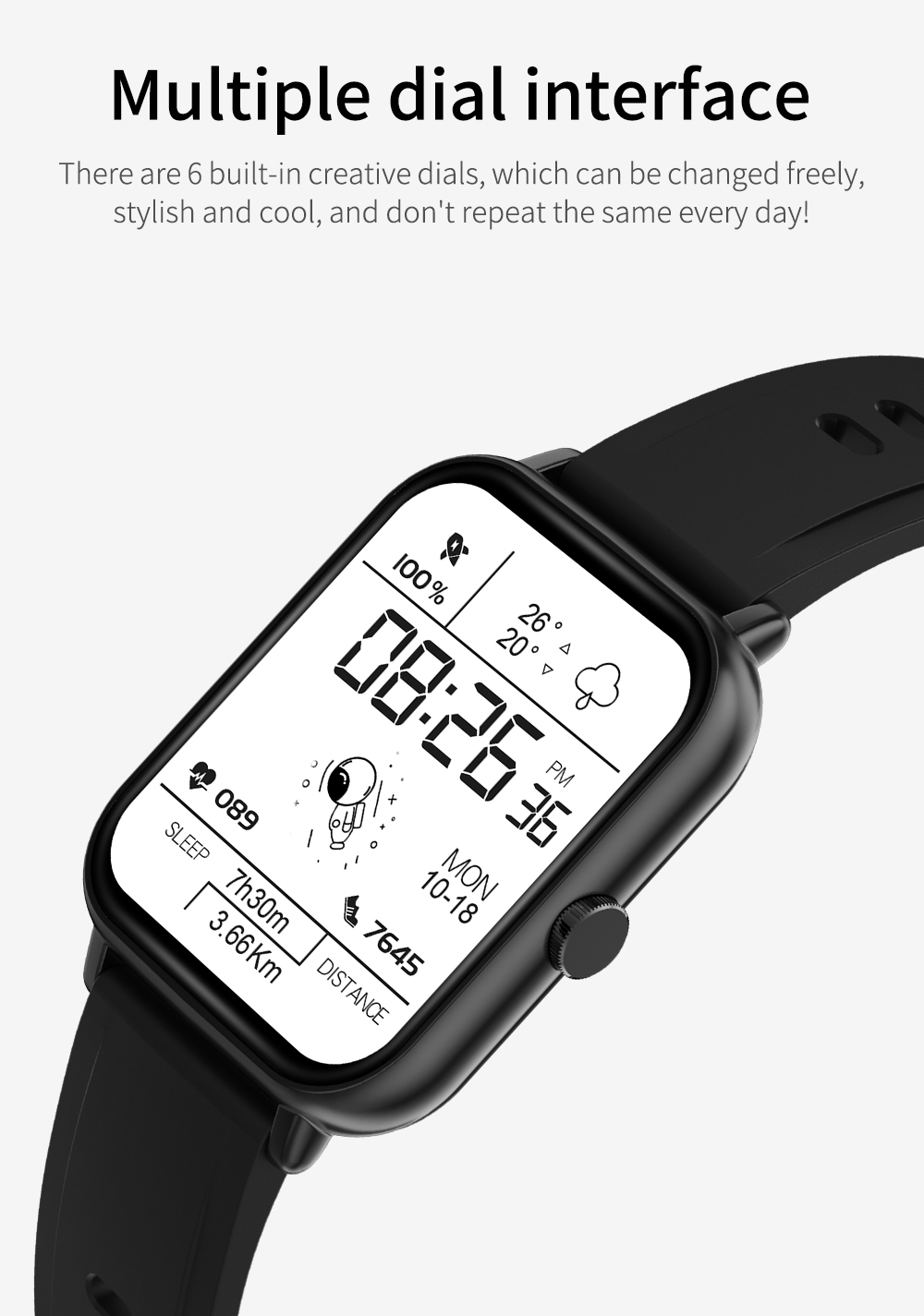 A20 Pro Bluetooth Call Smart Watch Music Player Temperature Temperature Fitness Health Tracker - le Noir