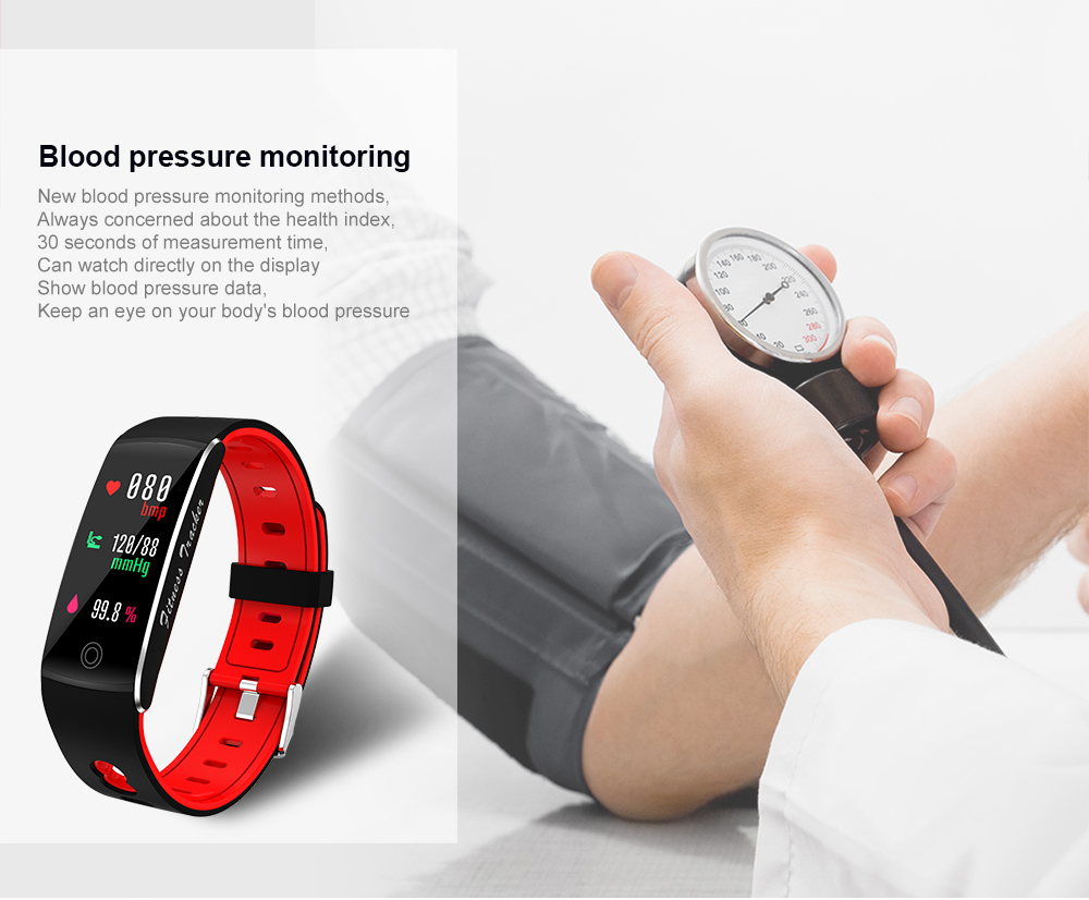 F10T Fitness Armband Intelligente Körpertemperatur Herzfrequenz-Monitor Smart Watch - Schwarz