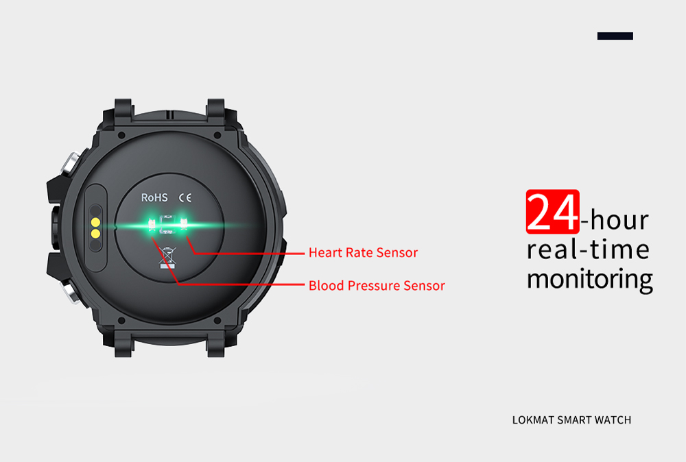 LOKMAT ATTACK 2 Sport Smart Watch Heart Rate Blood Pressure Monitor IP68 Waterproof Pedometer Smartwatch - Army Green-8