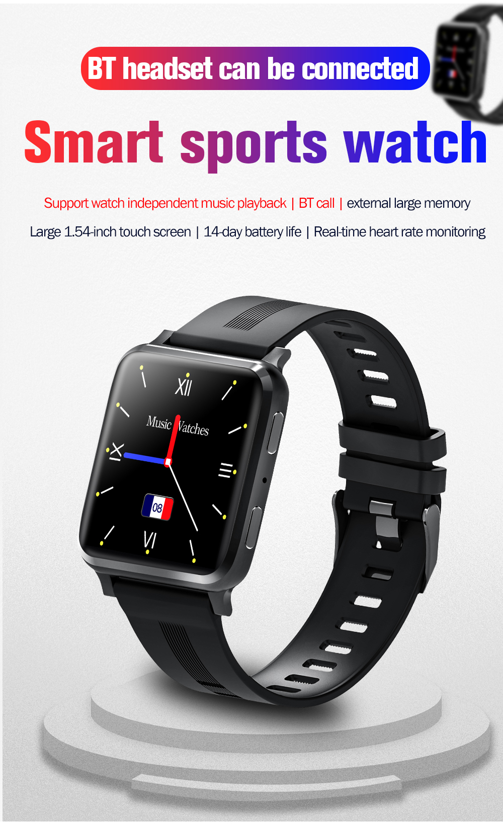 Wholesale F30 Music Playback Smart Watch 1.54 inch Full Touch Heart Rate  Monitoring Message Reminder Waterproof Smartwatch - Red from China |  TVC-Mall.com