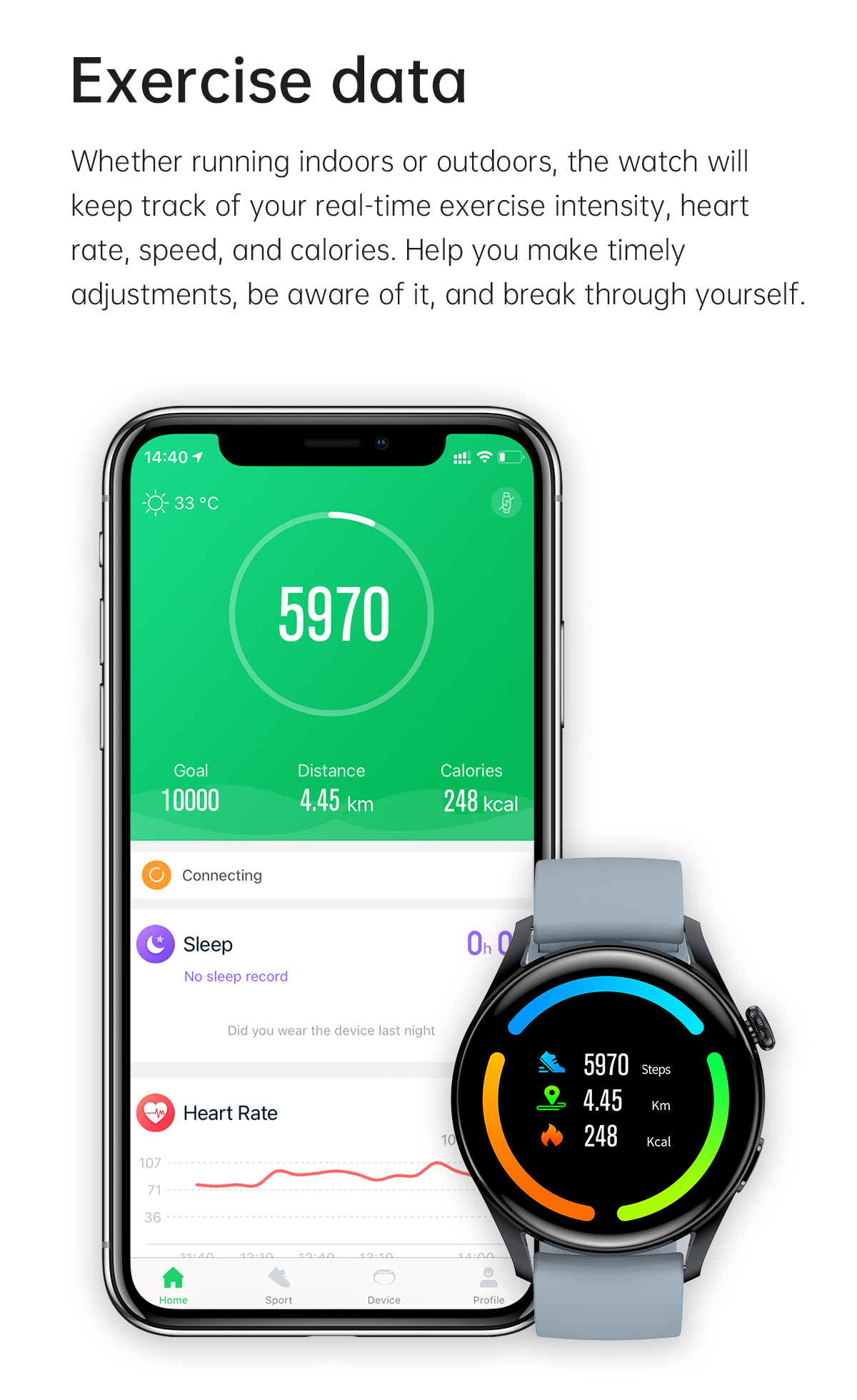 T33S Tpu Tira Redonda Relógio Inteligente Relógio à Prova D'água Chamando Temperatura Corporal Sono Sleep Health Sports Sports Smart Bracelet - Céu Azul