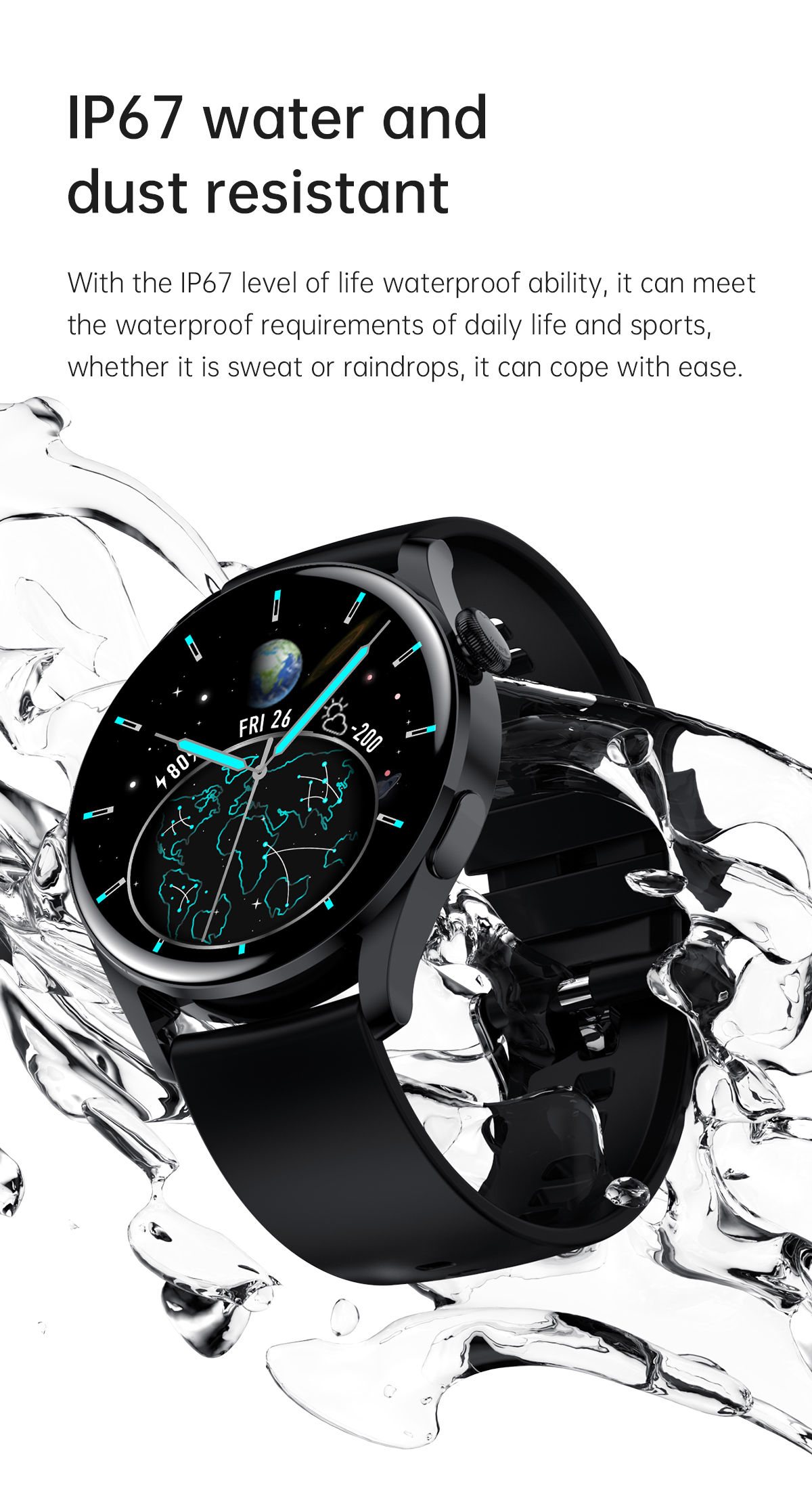 TPU TPU TPU TPU Round Watch Smart Waterproof Bluetooth Chiamata Bracciale Per la Salute Del Sonno - Cielo Blu