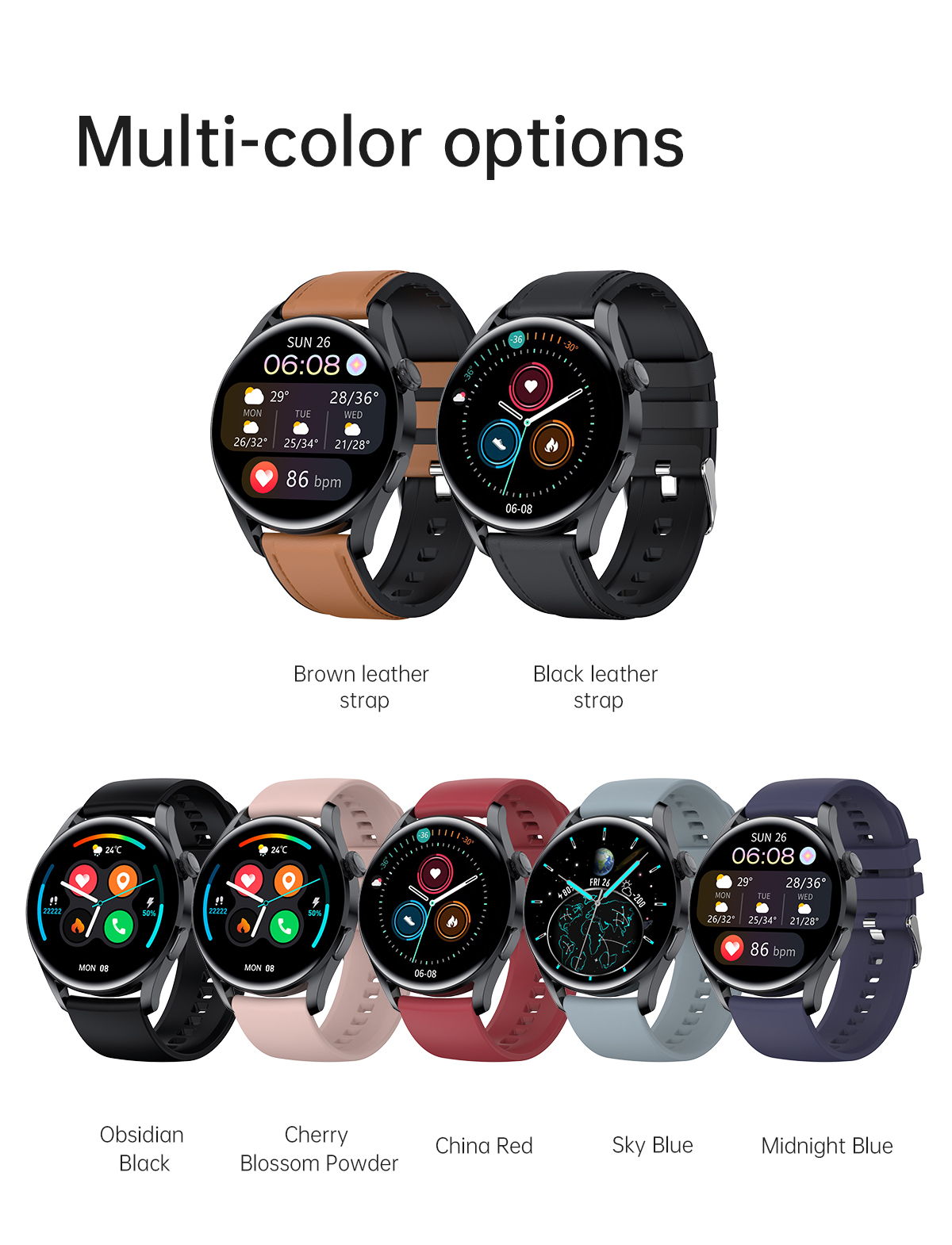 T33S TPU Strap Redonda Smart Watch Impresion Bluetooth Temperatura Del Superación Superación Sport Sport Smart Prolpet - Rosado