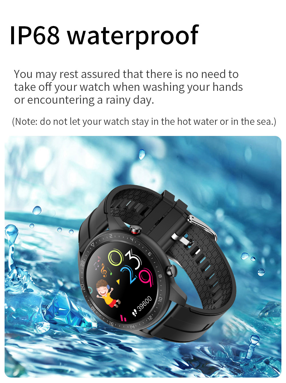 Lemonda Smart MX5 Da 1,28 Pollici Touch Touch Smart Orologio Smart Con Bluetooth Chiamate Musica Play Play Pressione Sanguigna Modalità Sportive Multiple Modalità Sport Monitor IP67 - Nero / Silicone