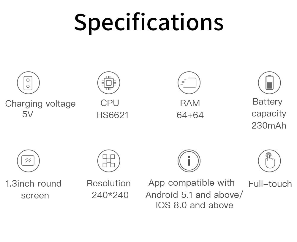 Lemonda Smart MX5 1,28 Polegadas Toque Em Tela Cheia Circular Relógio Inteligente Com Chamadas Bluetooth Jogar Música Pressão Arterial Múltiplos Modos De Esportes Monitor De Saúde IP67 - Preto / Silicone.