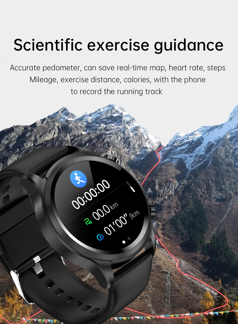 E400 1.39 Pulgadas Smart Watch IP68 Pulsera Deportiva Impermeable ECG+PPG Health Watch Con Temperatura Corporal y Monitoreo de Oxígeno en Sangre (correa de Cuero) - Marrón