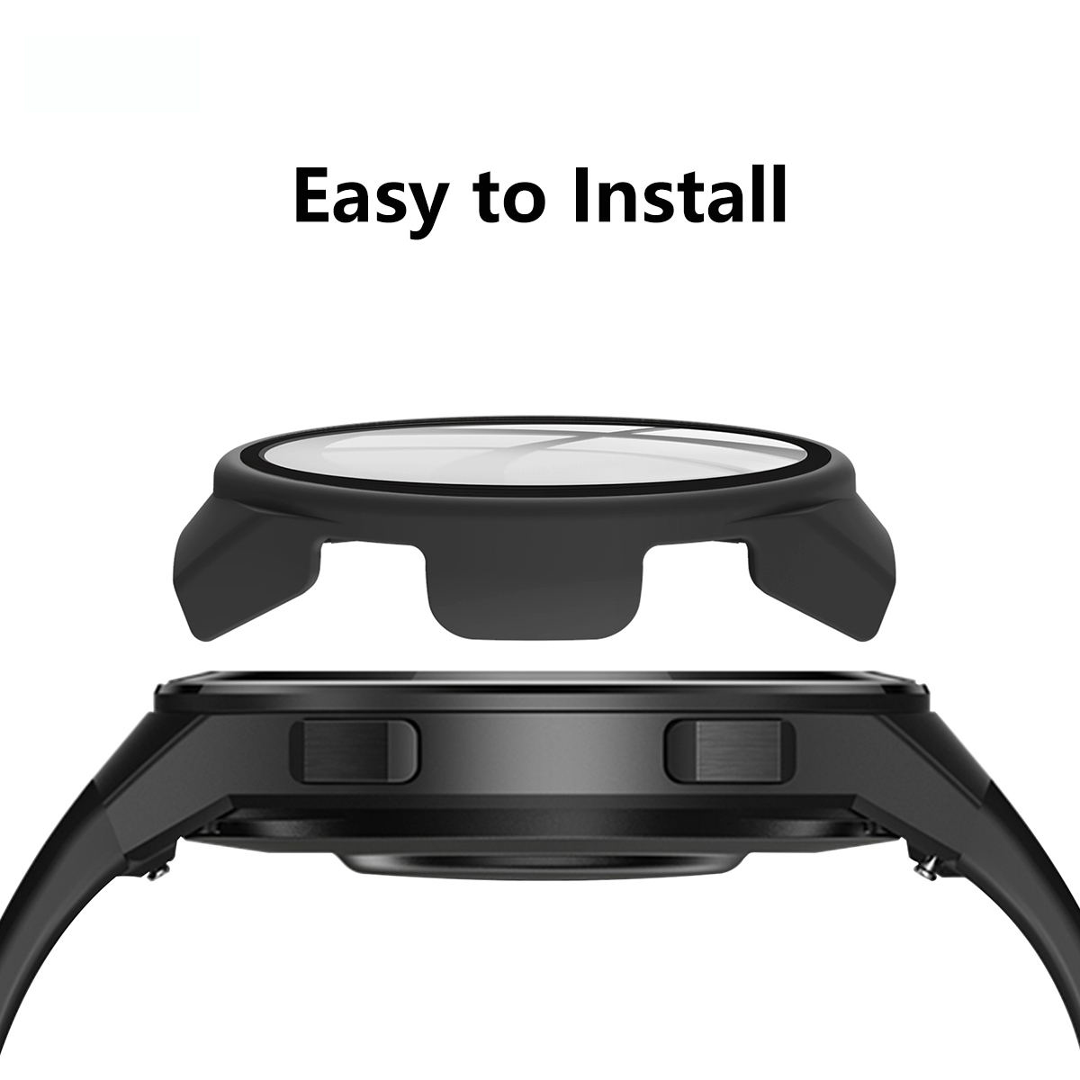 Enkay Hat-príncipe Enk-ac8203 Matte PC Frame + Caso Protetor de Vidro Temperado Para Huawei Watch GT 2e 46mm - Preto