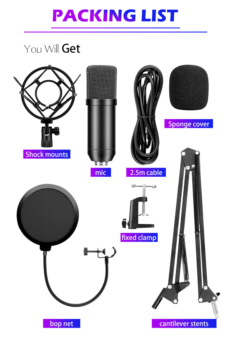 BM700 192KHz/24Bit High Sampling Rate USB Computer Microphone Set