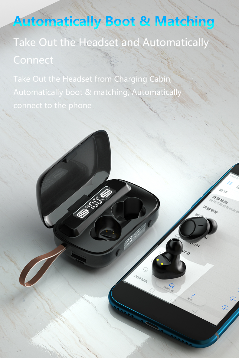 A13 TWS Bluetooth In-ear Auriculares Impermeables Pantalla de Tres Dígitos Con Caja de Carga