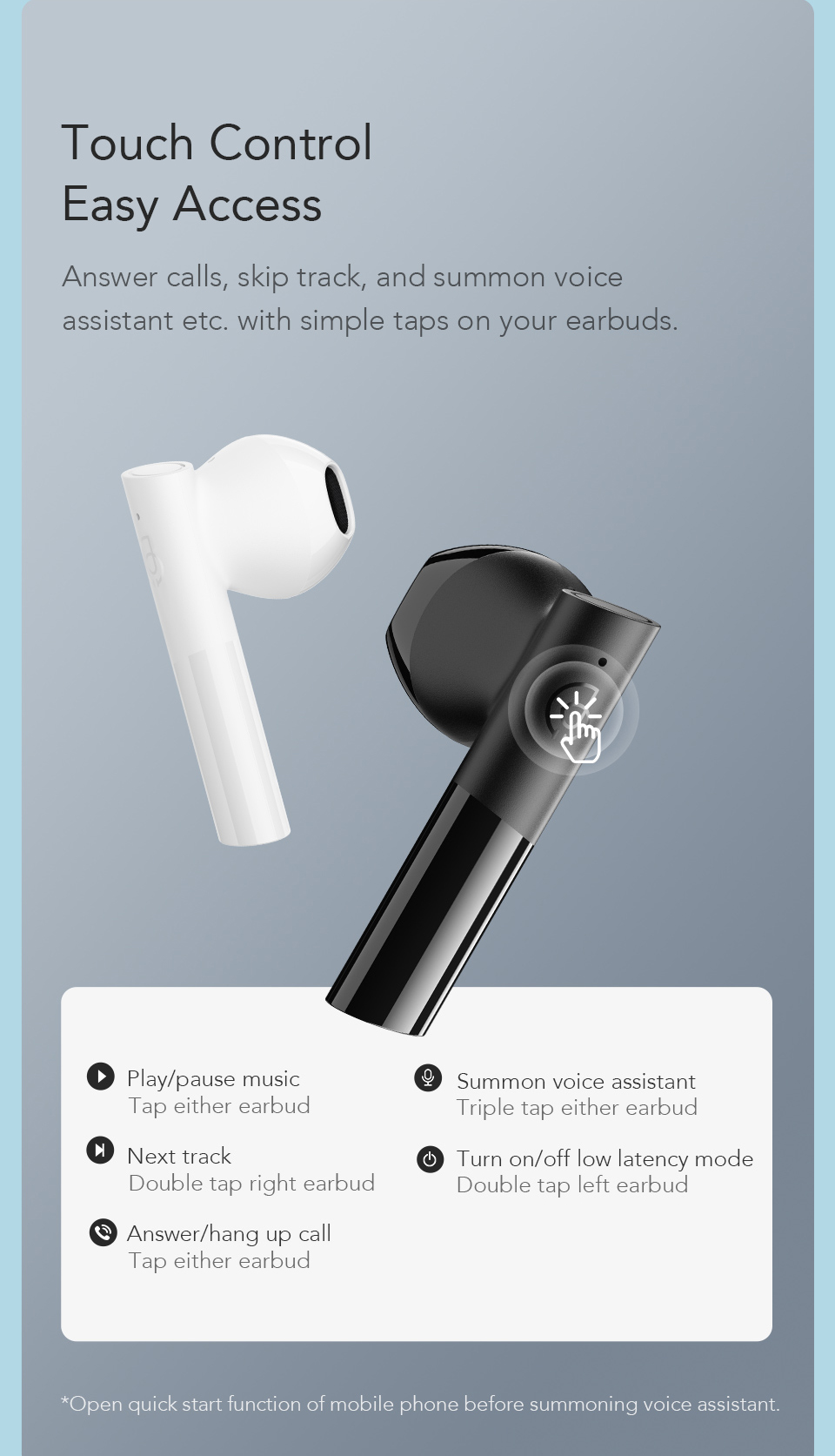 Xiaomi Haylou GT6 TWS Écouteurs de Jeu Low Lentency Caser Wireless Earphones Bluetooth 5.2 Stéréo - le Noir