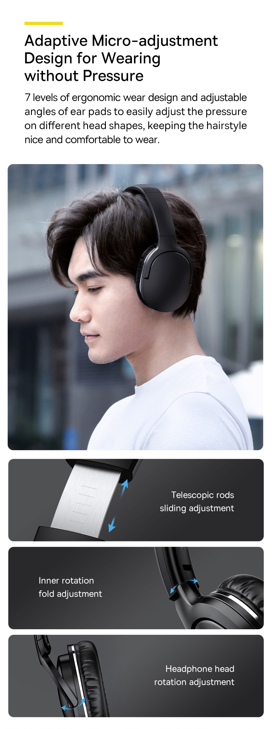Wholesale BASEUS Encok Wireless Headphone D02 Pro Bluetooth Music Headset -  Black from China | TVC-Mall.com