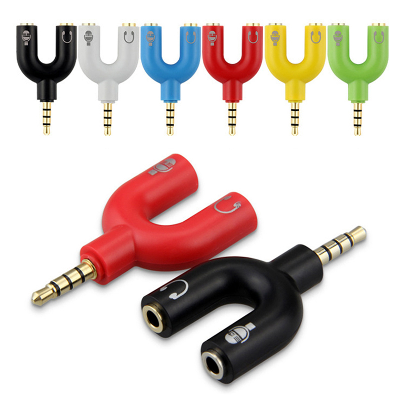 Splateur Stéréo de 3,5 mm en y 3,5 mm Audio Audio Mâle à Écouteurs + Adaptateur de Microphone - le Noir