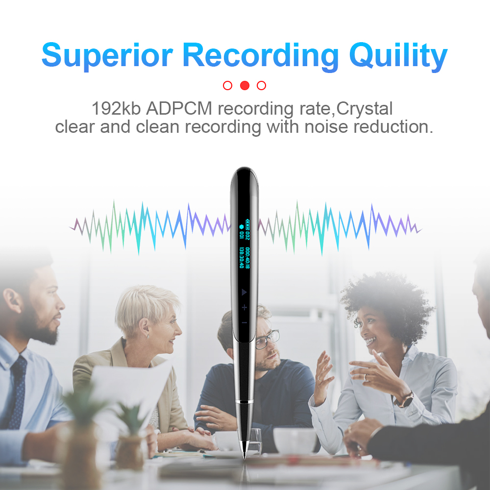 Q9 16 gb Riduzione Del Rumore Digital Voice Recorder Peni Con OLED Display + Writing Pen 2 in 1 Per le Interviste Alle Interviste Meeting di Business