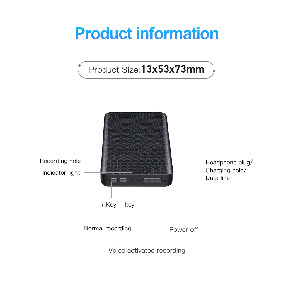 Q85 da 8 gb Mini Audio Audio Registratore di Registrazione Ricaricabile a Lungo Tempo di Registrazione Vocale Riduzione Del Rumore Acentivato DSP Registratore Vocale