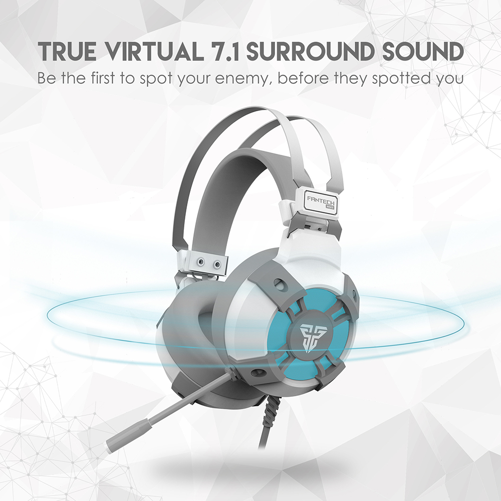 FANTECH HG11 Gaming Headset USB Wired Earphones with Microphone and Light Effect - White-2