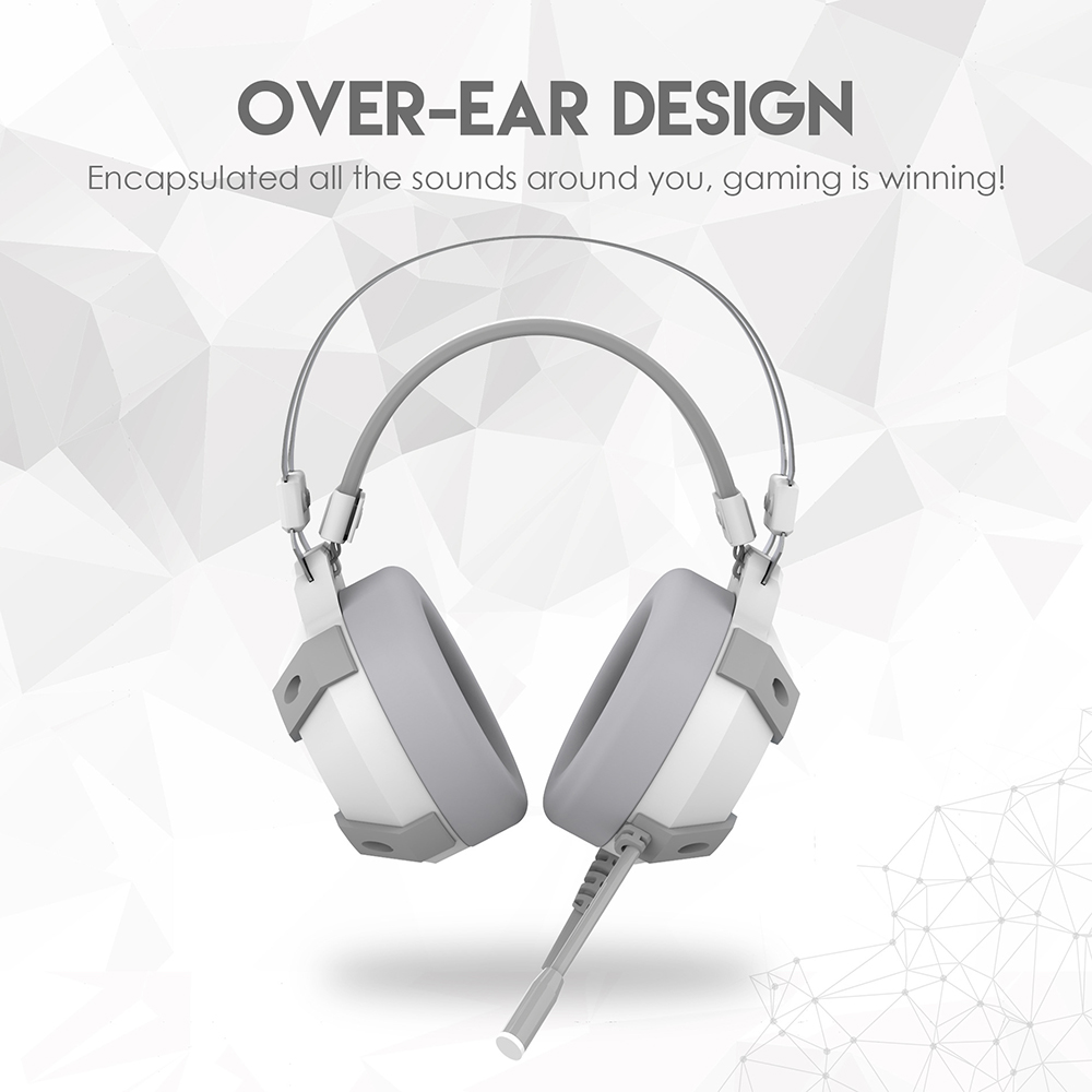 FANTECH HG11 Gaming Headset USB Wired Earphones with Microphone and Light Effect - White-5