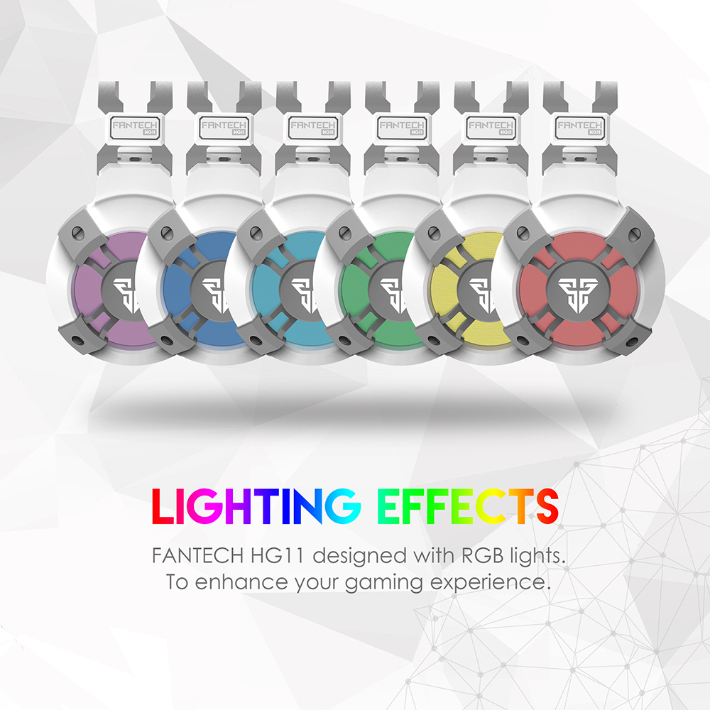 FANTECH HG11 Gaming Headset USB Wired Earphones with Microphone and Light Effect - White-7
