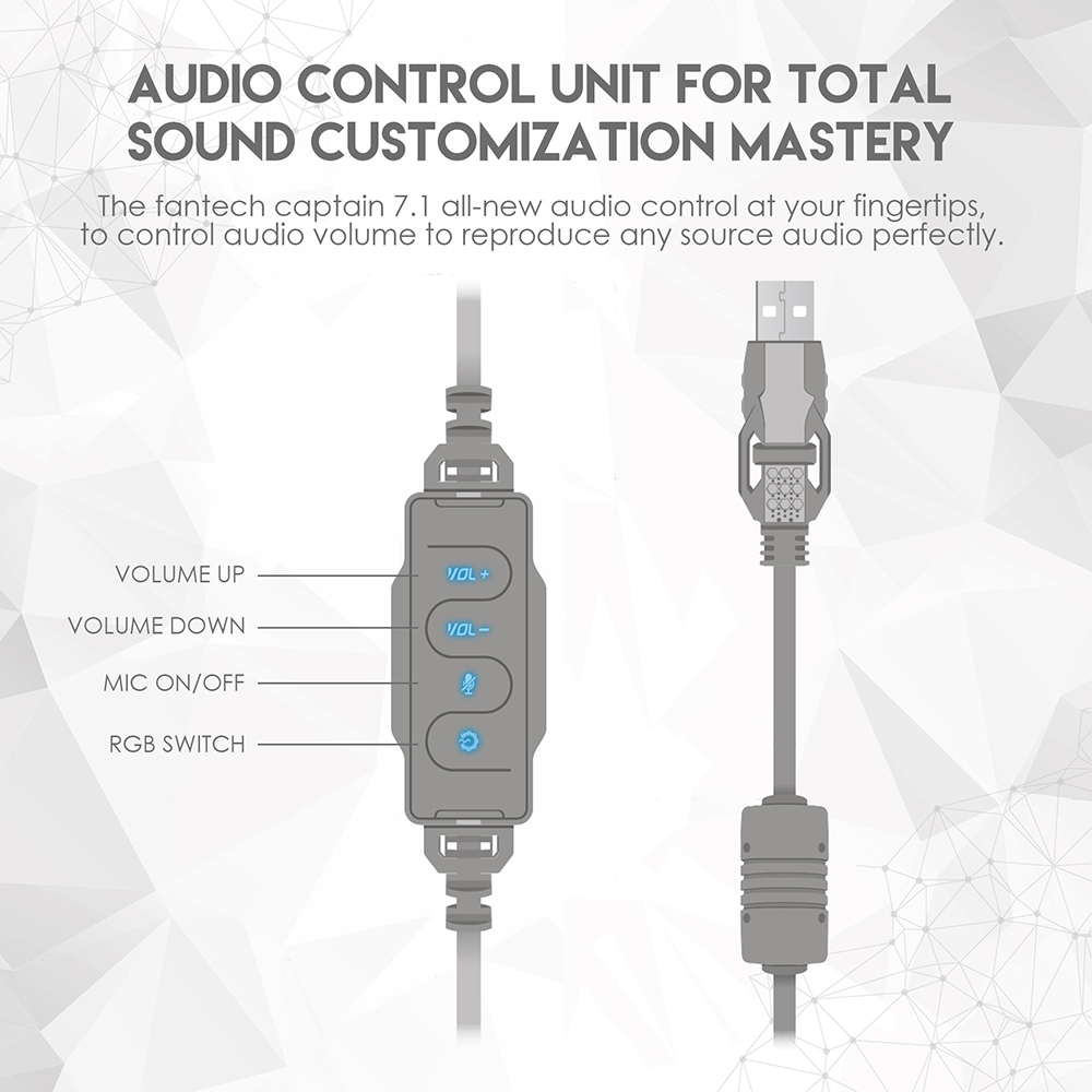 FANTECH HG11 Gaming Headset USB Wired Earphones with Microphone and Light Effect - White-9