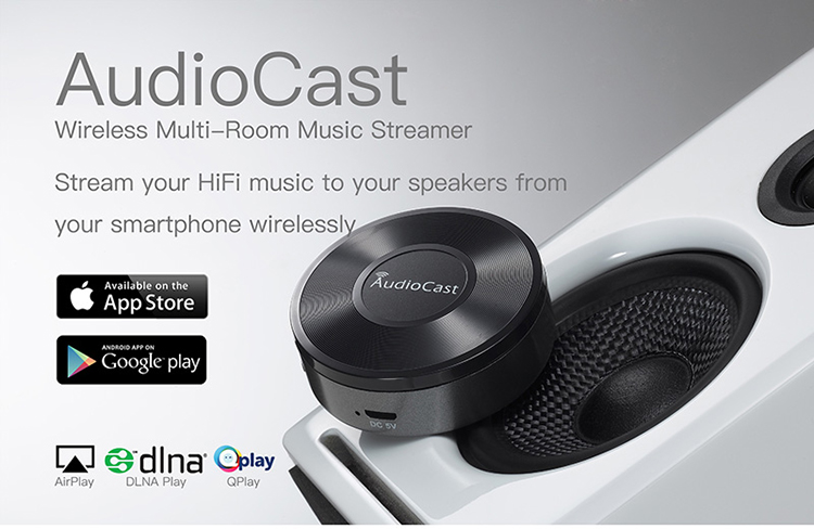 Audiocast M5 WiFi Wireless Music Adapter Audioempfänger DLNA Airplay Spotify Multi-round-sound-streamer