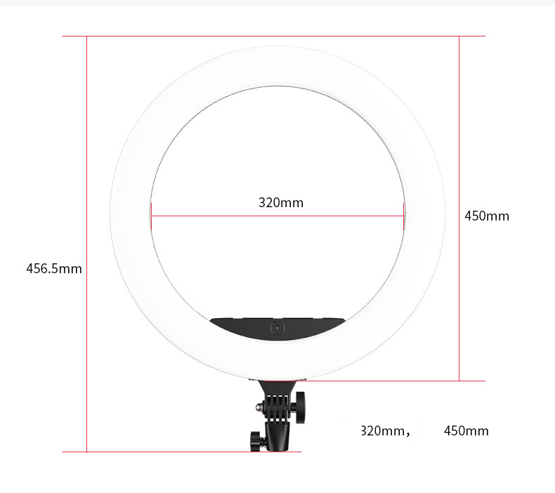 Apexel APL-FL18JJ12 45cm Lâmpada LED LED Photography Lamp Dimmable For Makeup Live Broadcasting