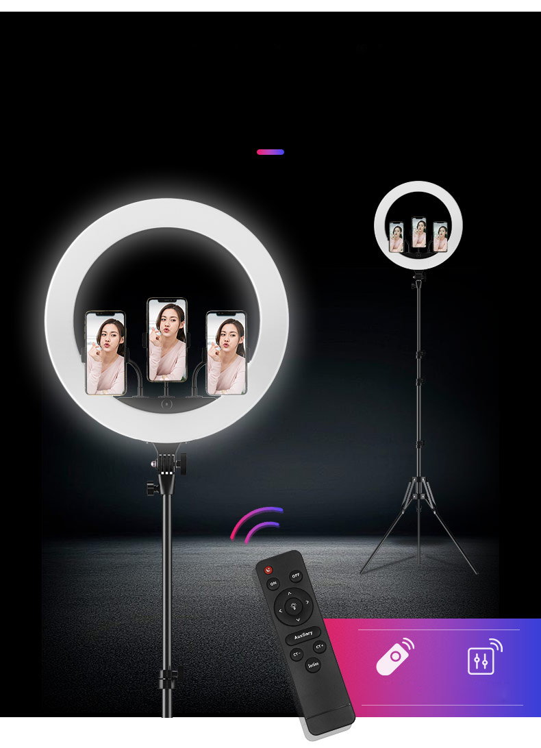 Apexel APL-FL18JJ12 45cm Lâmpada LED LED Photography Lamp Dimmable For Makeup Live Broadcasting