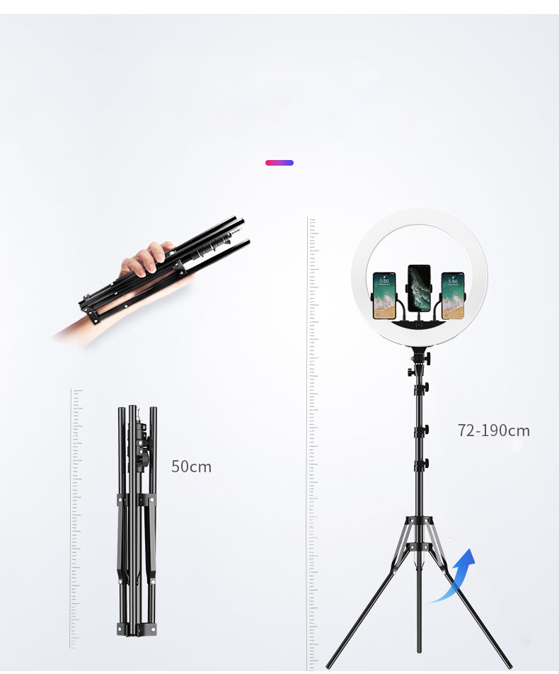 Apexel APL-FL18JJ12 45cm Lâmpada LED LED Photography Lamp Dimmable For Makeup Live Broadcasting