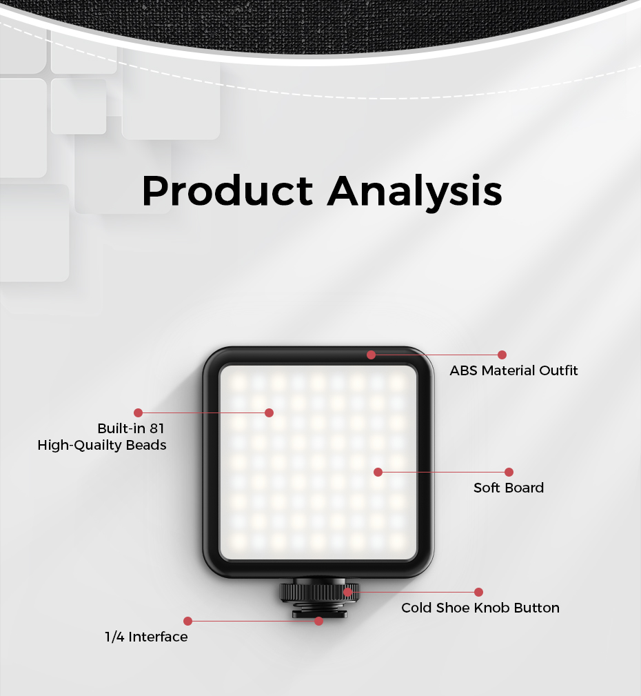 VIJIM VL81 Leche de LED LED de LED de Zapatillas de Acceso de Tres Hot 6.5W Temperatura Dual Mini Lámpara de Video Fotografía Iluminación