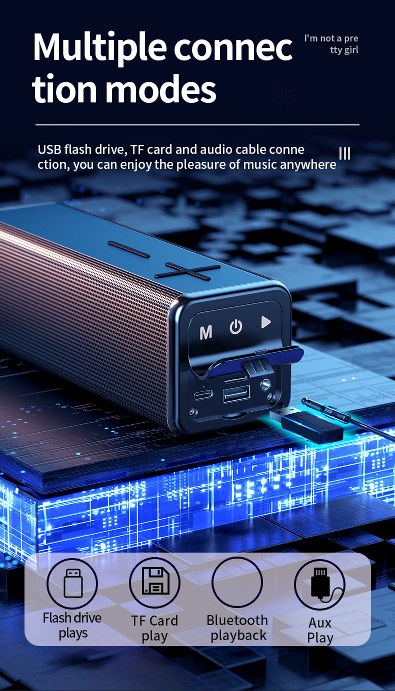 V13 Altavoz Bluetooth Mini Subwoofer Inalámbrico Música Estéreo Soporte De Altavoz Soporte USB TF TARD - Azul