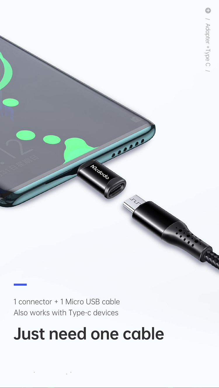 Mcdodo MDD OT-997 Micro USB Vers USB-C Type-C Adaptateur Données Connecteur de Charge Connecteur Pour Xiaomi Huawei