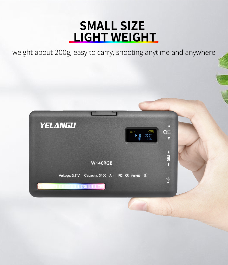 YELANGU RGB140 RGB Riempimento Tascabile Luce Luce LED Leggio Light Portatifica Lighità