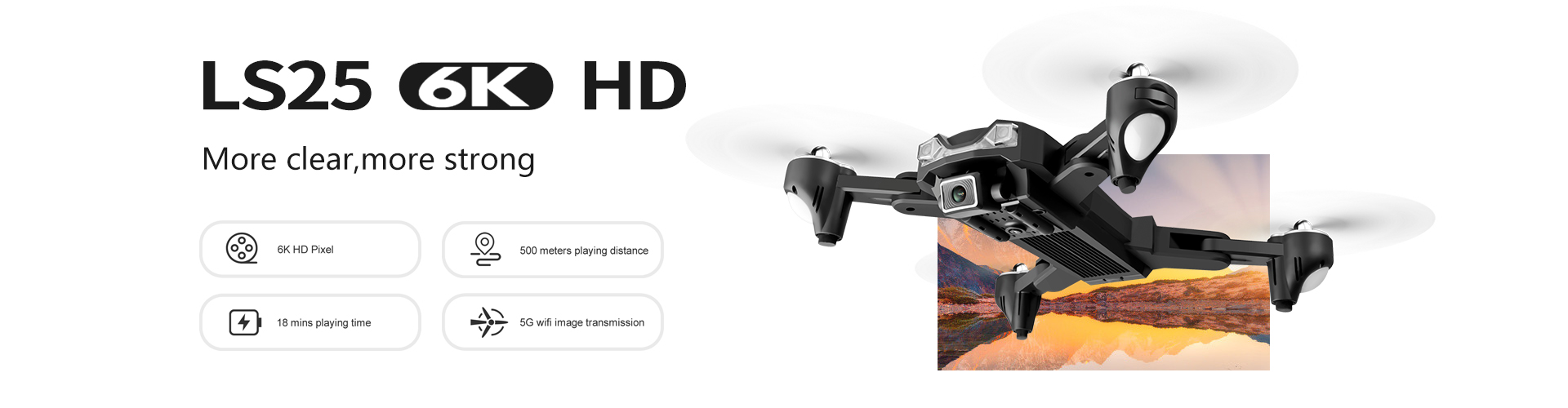 Lansenxi LS-25 GPS Dron Dron Dual Camera Posicionamiento de Flujo Óptico 5G Wifi 6K HD FPV Drone