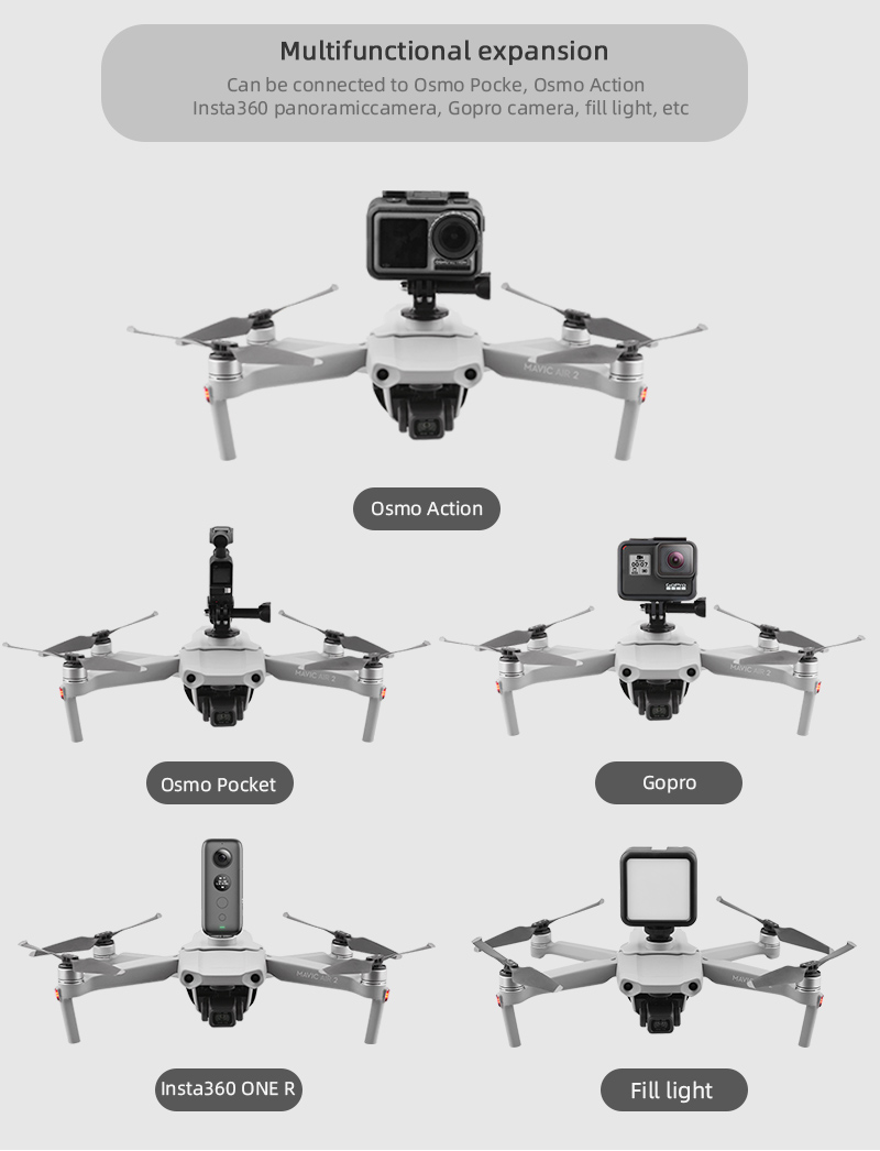 EWB8009 Kit di Prolunga Superiore Azione Pieno di Montaggio Della Staffa Leggera Della Fotocamera Per DJI Mavic Air 2