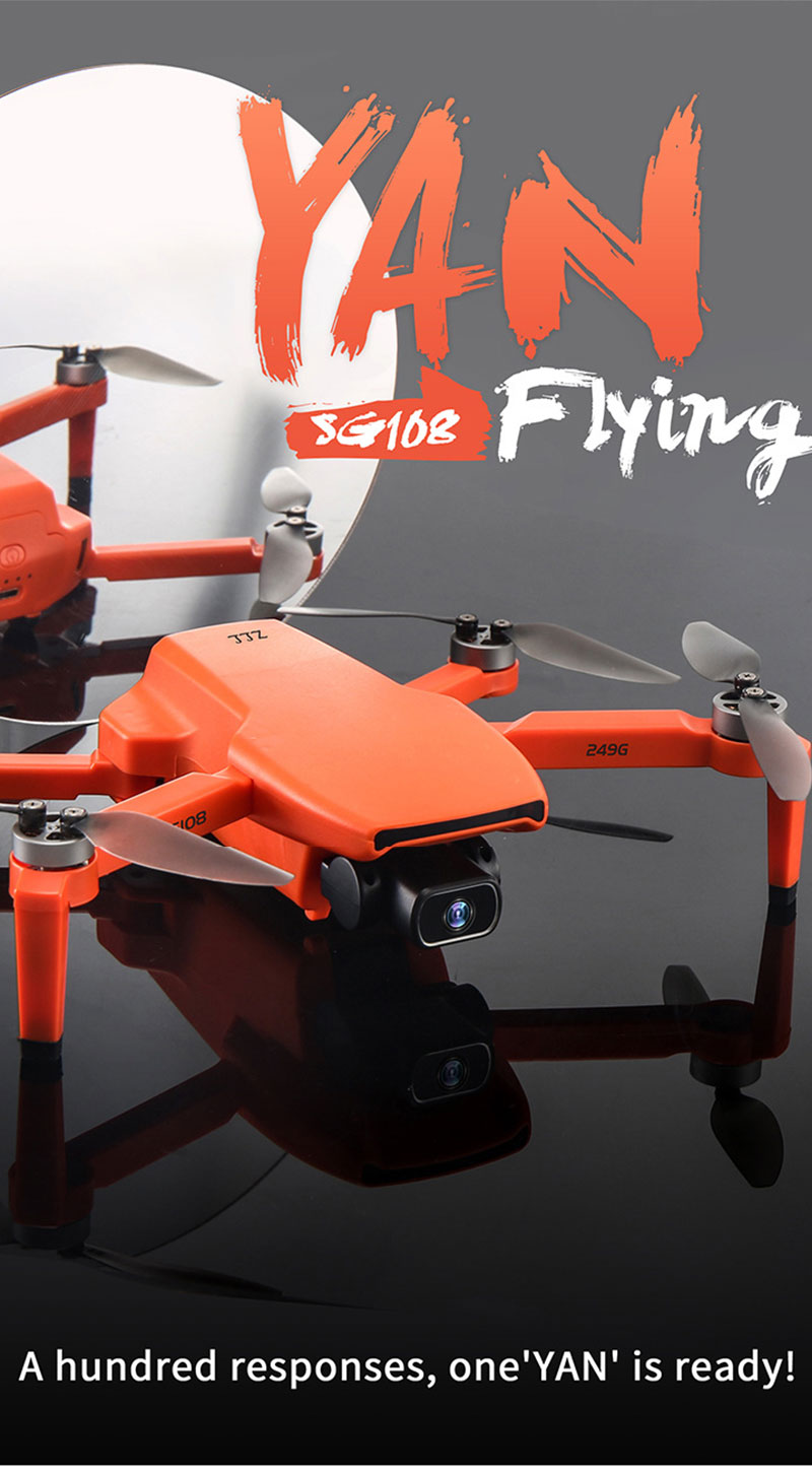 ZLL SG108 4K HD Camerie 5G Wifi GPS Drone Sans Balais FPV RC 1km Aircraft Télécarrière, Orange / Avec Une Batterie 1