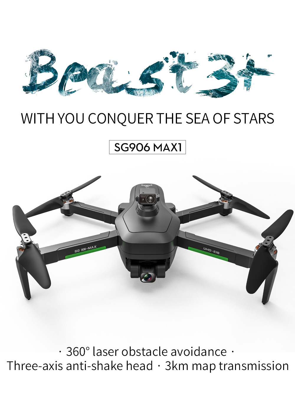 ZLL SG906 MAX1 Puissant Caméra HD HD Drone à Trois Axes Compact Anti-chariot Anti-shake Anti-shake Anti-shake Anti-shake Avec Une Batterie de Drone 3pcs)