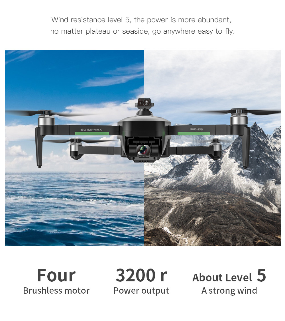 ZLL SG906 MAX1 Puissant Caméra HD HD Drone à Trois Axes Compact Anti-chariot Anti-shake Anti-shake Anti-shake Anti-shake Avec Une Batterie de Drone 3pcs)