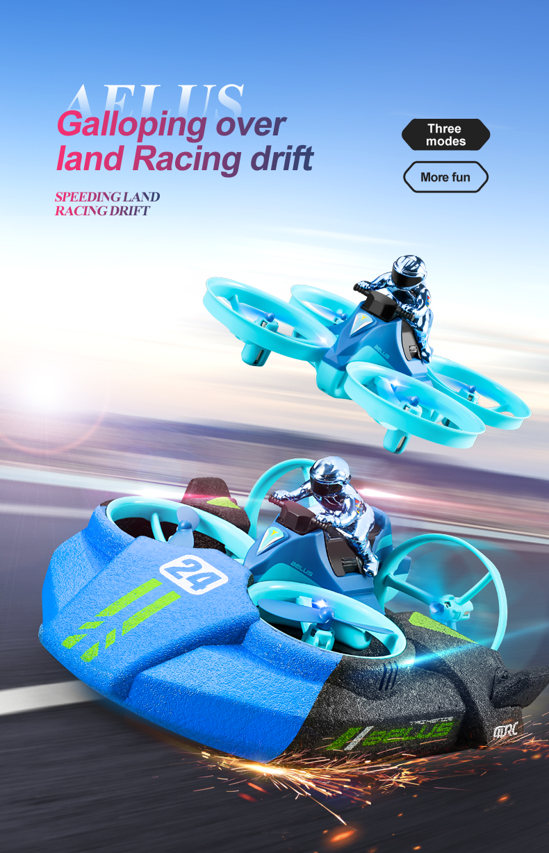 V24 Aeromobili RC a Quattro Assi RC Tre in Tre in Uno e Air rc Barca a 360 Gradi Turghibling Remote Control Giocattoli Con Due Batterie Con Due Batterie - Verde