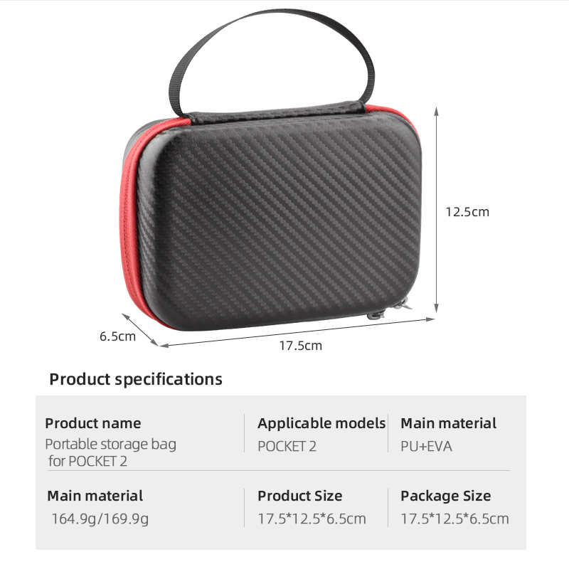 Portable PU Handbag Carrying Case Storage Bag for DJI Osmo Pocket 2 Gimbal Camera Accessories - Black-2