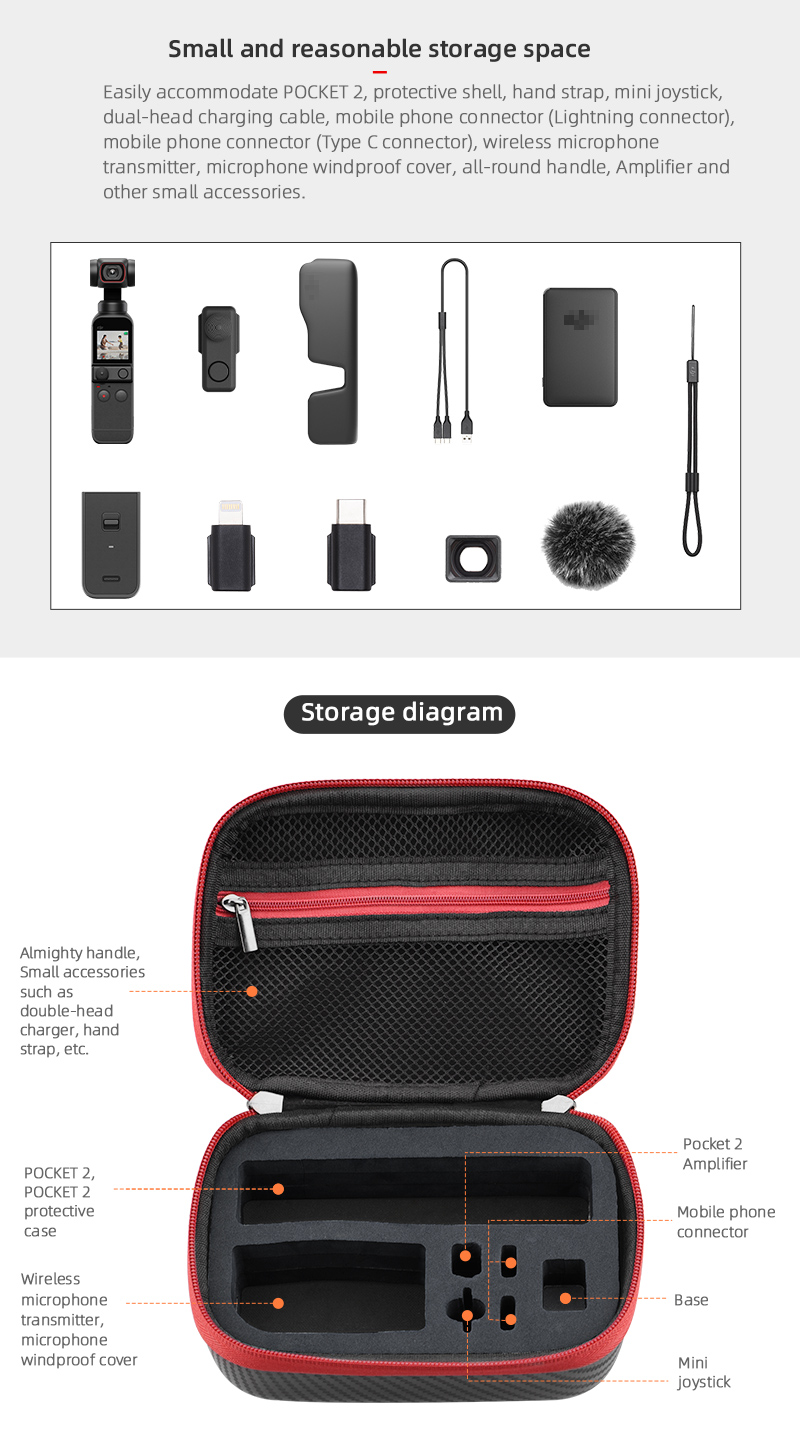 Portable PU Handbag Carrying Case Storage Bag for DJI Osmo Pocket 2 Gimbal Camera Accessories - Black-4