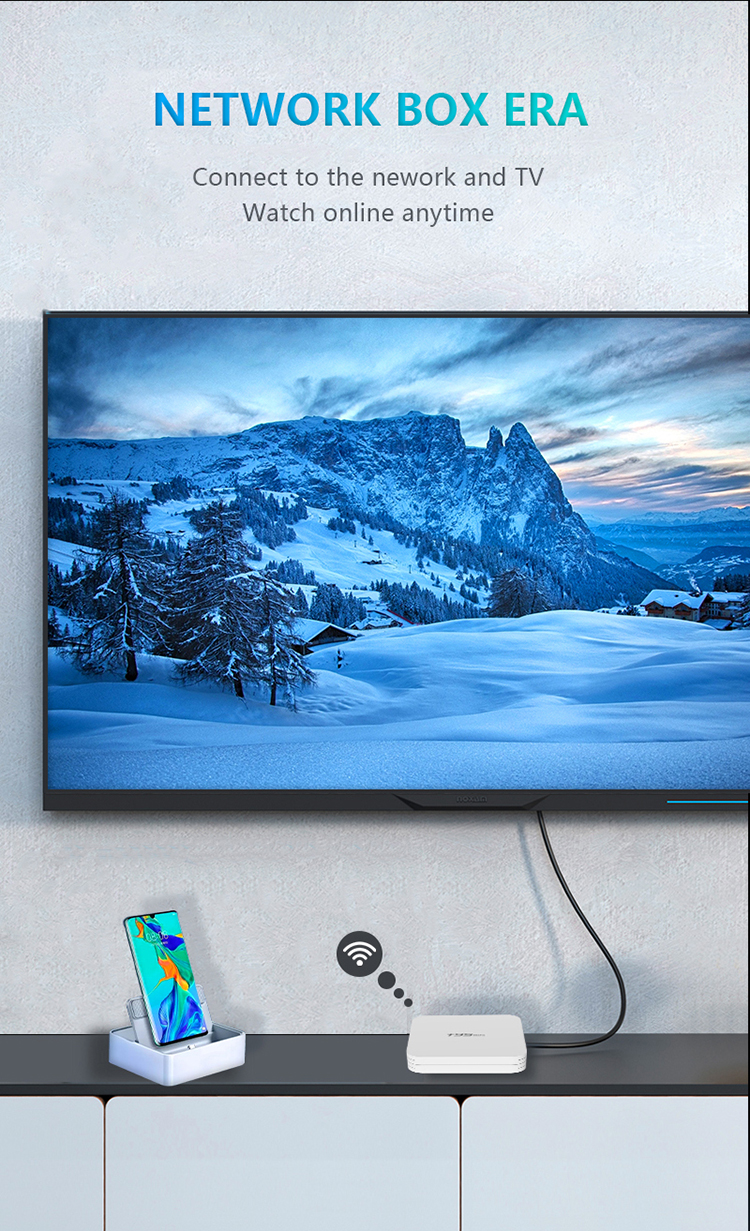 T95 Mini H313 Quad Core Android 10.0 WiFi Set-top Box 2.4G Wireless Multimedia Player Smart TV Device, 2G + 16G - US Plug-2